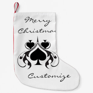 3 Black Spades Tribal Thunder_Cove Small Christmas Stocking