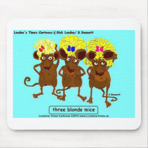 3 Blonde Mice Funny Tees Mugs Cards & Gifts Mouse Pad