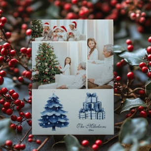 3 Blue Cosy Christmas Holiday Card
