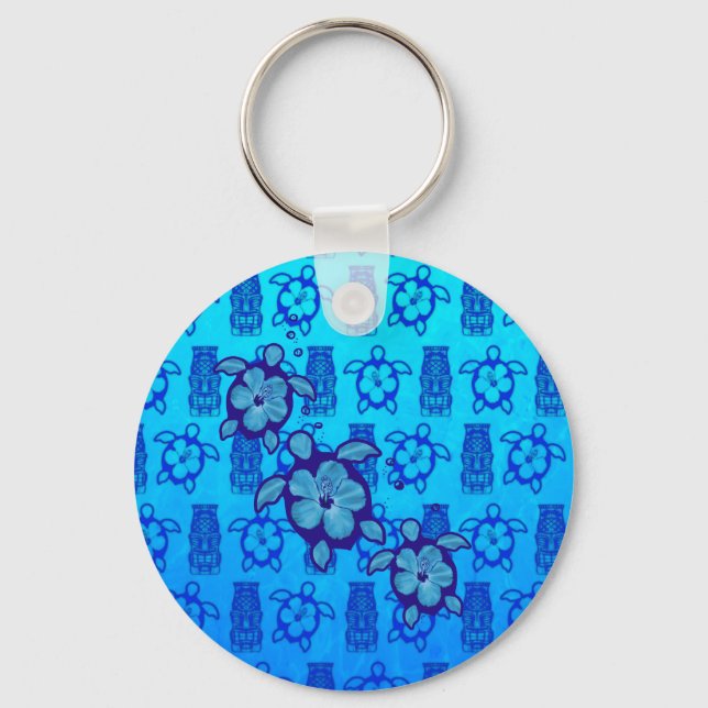 3 Blue Honu Turtles Key Ring (Front)