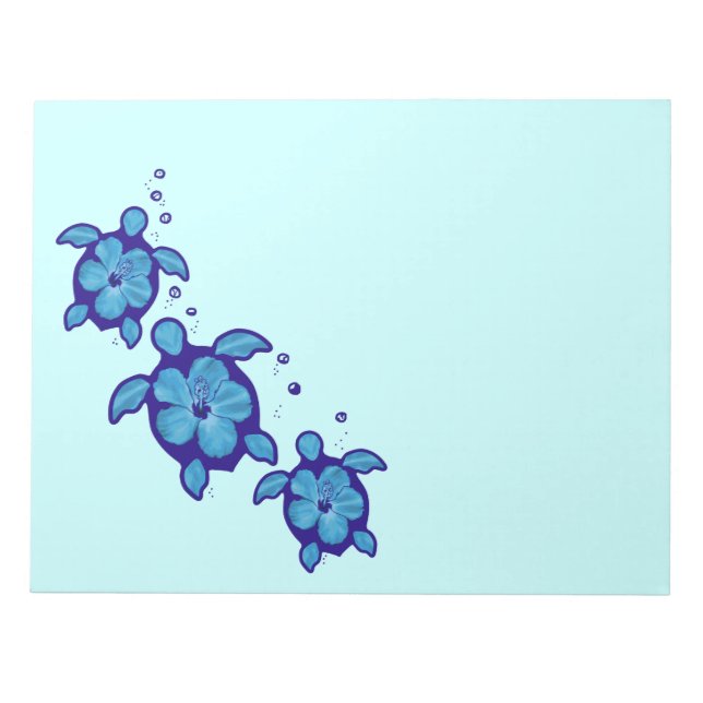 3 Blue Honu Turtles Notepad (Front)