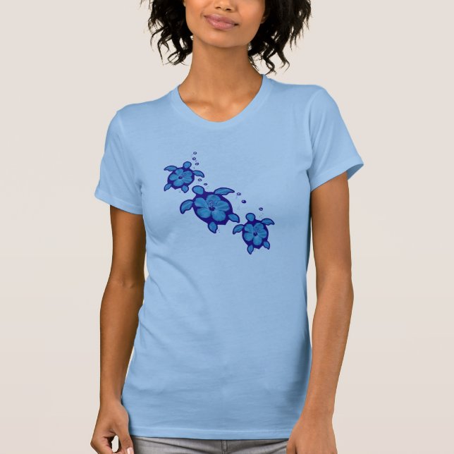 3 Blue Honu Turtles T-Shirt (Front)