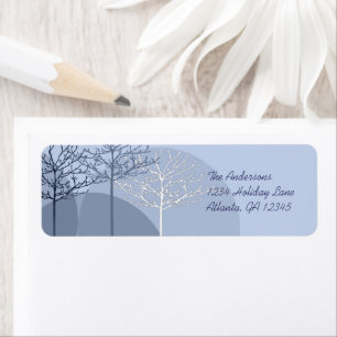 3 Blue Trees Return Address Label