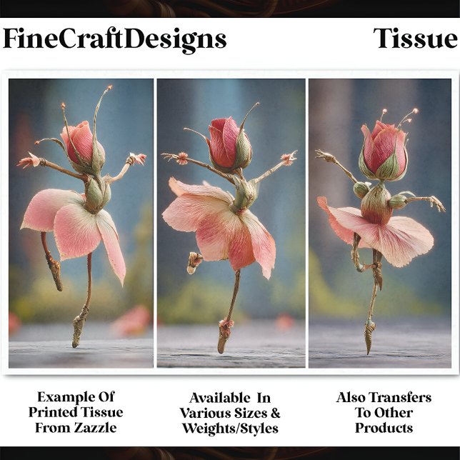 3 Blush Pink Rose Fairy Ballerinas DJ8R Decoupage Tissue Paper (Creator Uploaded)