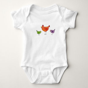 3 Bright Chickens Baby Bodysuit