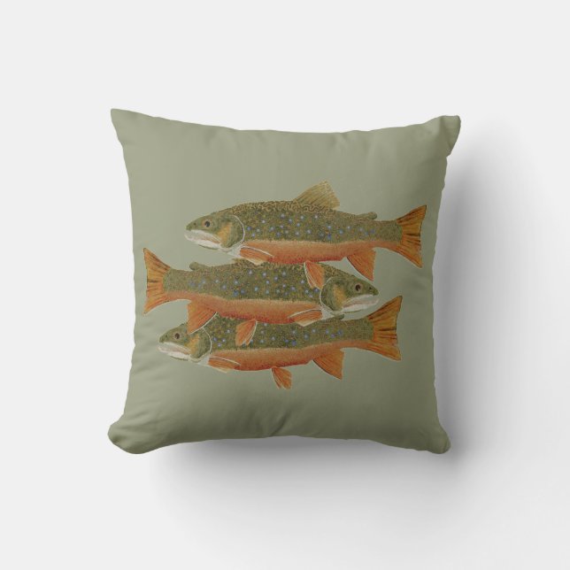 3 Brook Trout- Both Sides Cushion (Front)