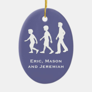 3 Brothers: Paper Cut-Out Style Boys Ceramic Ornament
