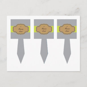 3 Brown and Grey Floral Wedding Cup Cake Picks Postcard