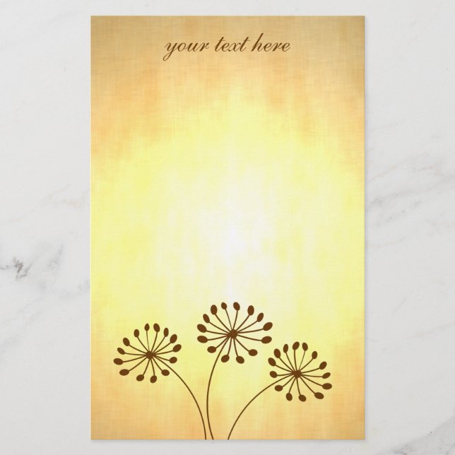 3 Brown Flowers Stationery (Front)