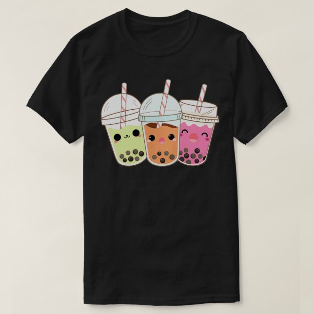 3 Bubble Tea Boba Bubble Tea Kawaii Pullover  (Design Front)