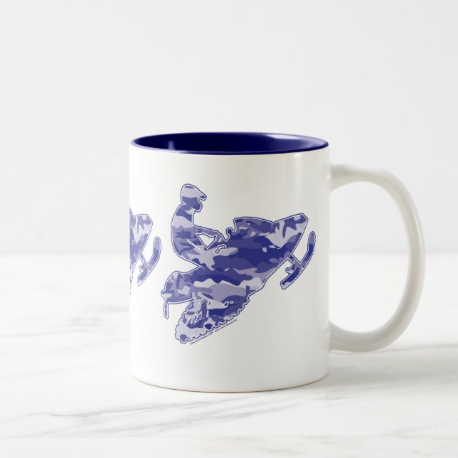 3-Camo-BLUE-Sledder Two-Tone Coffee Mug (Right)