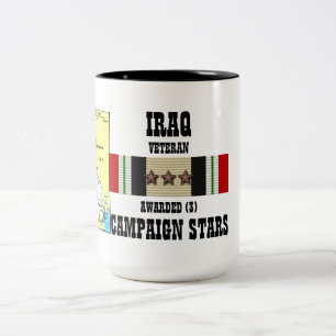 3 CAMPAIGN STARS IRAQ VETERAN Two-Tone COFFEE MUG