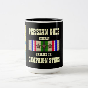 3 CAMPAIGN STARS PERSIAN GULF WAR VETERAN Two-Tone COFFEE MUG