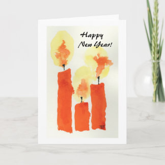 3 Candles.  Happy     New Year! Holiday Card