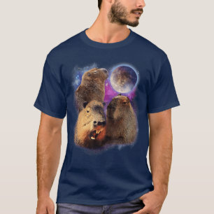 3 Capybara Moon Capybara Stuffed Animal for Men Wo T-Shirt