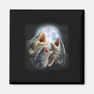 3 Catfish Howling At The Moon Funny Catfish Fishin Magnet