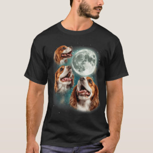 3 Cavalier King Charles Spaniel Moon Canine Pet T-Shirt