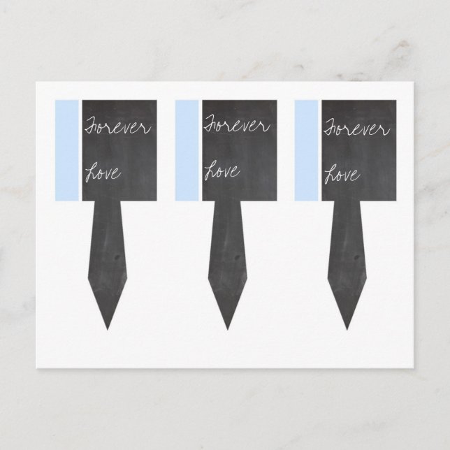 3 Chalkboard Blue Cup Cake Picks Postcard (Front)