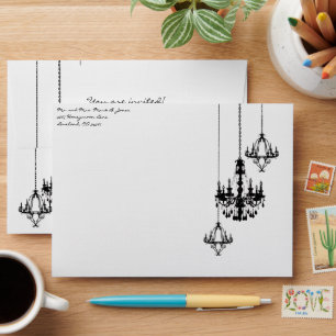 3 Chandelier Damask Wedding Envelopes