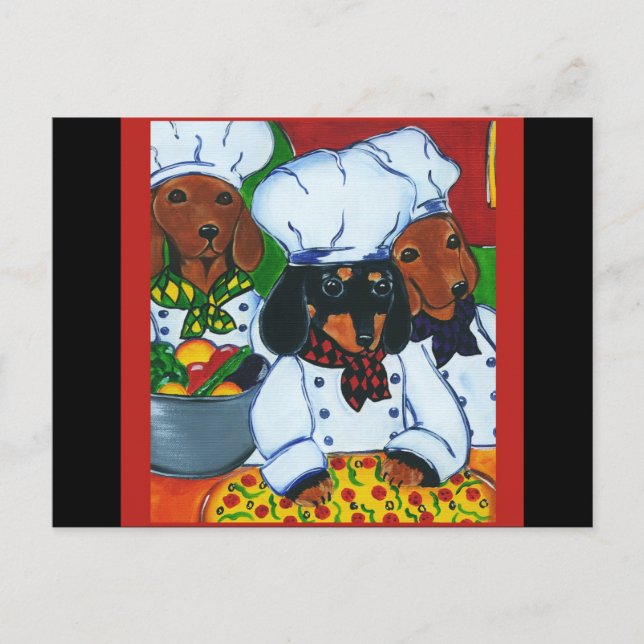 3 Chef  Doxies Postcard (Front)
