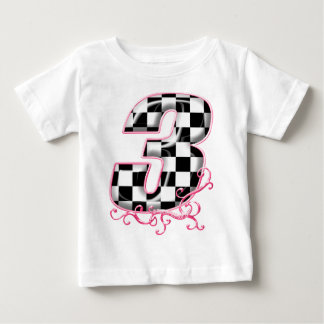 3 chequered flag number pink baby T-Shirt