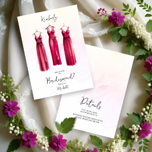 3 Chic Fuchsia Bridesmaid Dresses Watercolor Ask