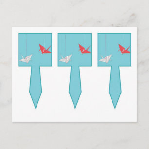 3 Chic Origami Birds Cup Cake Picks Postcard