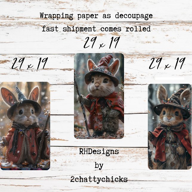 3 Christmas Country Mice Decoupage  Wrapping Paper Sheet (Creator Uploaded)