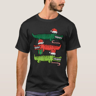 3 Christmas Crocodiles Santa Xmas Alligator Men Wo T-Shirt