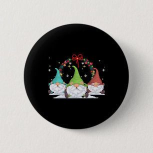 3 Christmas Gnomes 6 Cm Round Badge