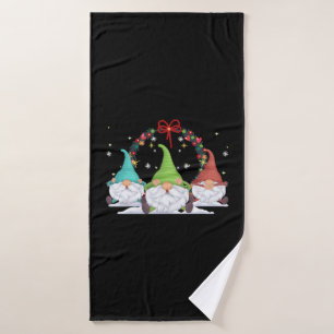 3 Christmas Gnomes Bath Towel