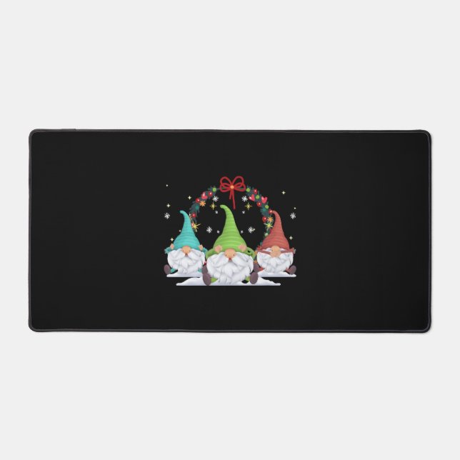 3 Christmas Gnomes Desk Mat (Front)