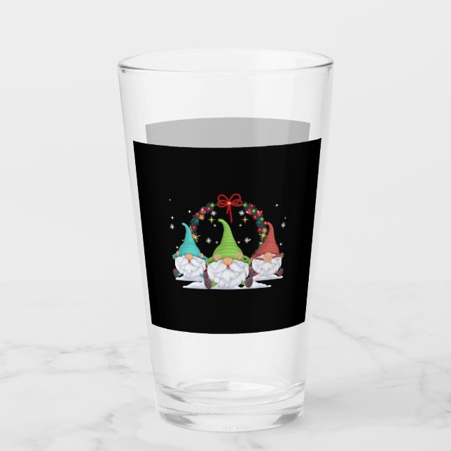 3 Christmas Gnomes Glass (Front)