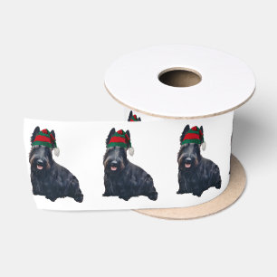 3" Christmas Ribbon of Scottish Terrier Satin Ribbon