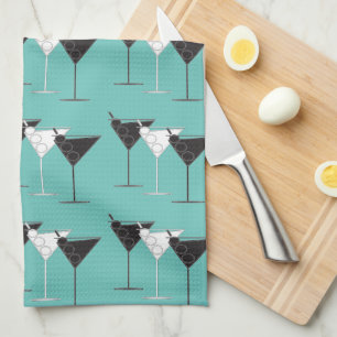 3 Cocktails B&W Martinis aqua - Kitch/Bar towel