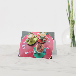 3 coffee cups, Paris cafe Thank You Card