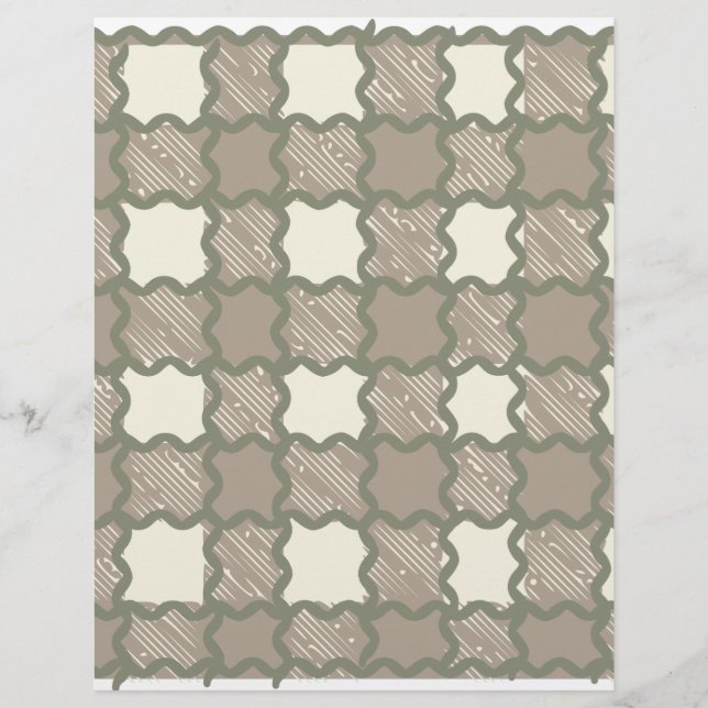 3 Color Squiggle Plaid Scrapbook Paper (Front)