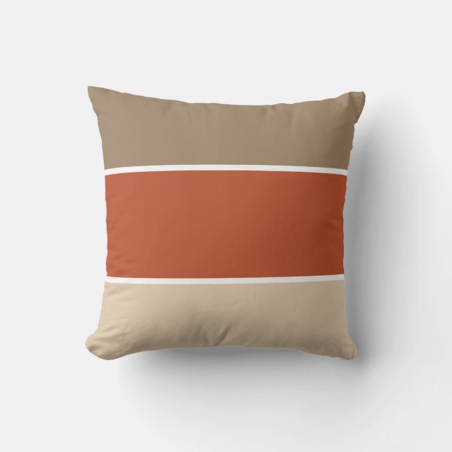 3 Colour Block Brown Terracotta Beige Cushion (Front)