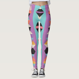 3 colourful stripes and triangles  leggings
