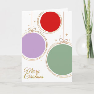3 colourfully baubles Merry Christmas Card