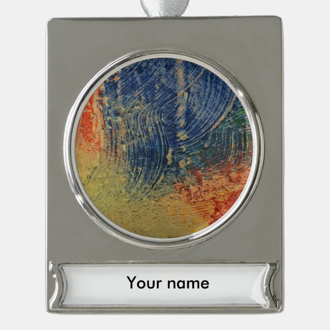 3 colours paint silver plated banner ornament (Front)