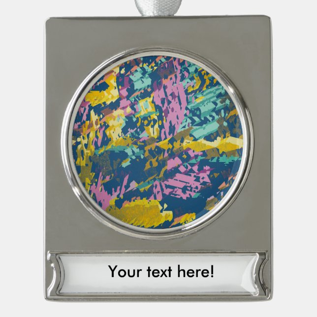 3 colours texture silver plated banner ornament (Front)