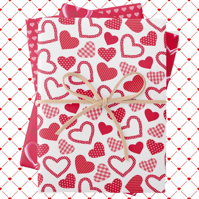 3 Coordinating Valentine's Day Heart Gift Wrapping Paper Sheet (Creator Uploaded)