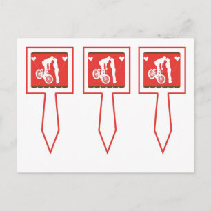 3 Couple Bike Red/Brown Wedding Cup Cake Picks Postcard