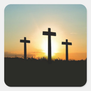 3 Crosses Square Sticker
