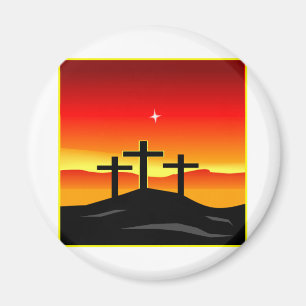 3 Crosses Sunset Magnet