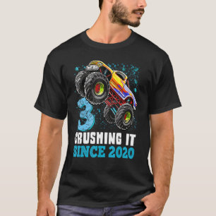 3 Crushing It Since 2020 Monster Truck 3rd Birthda T-Shirt