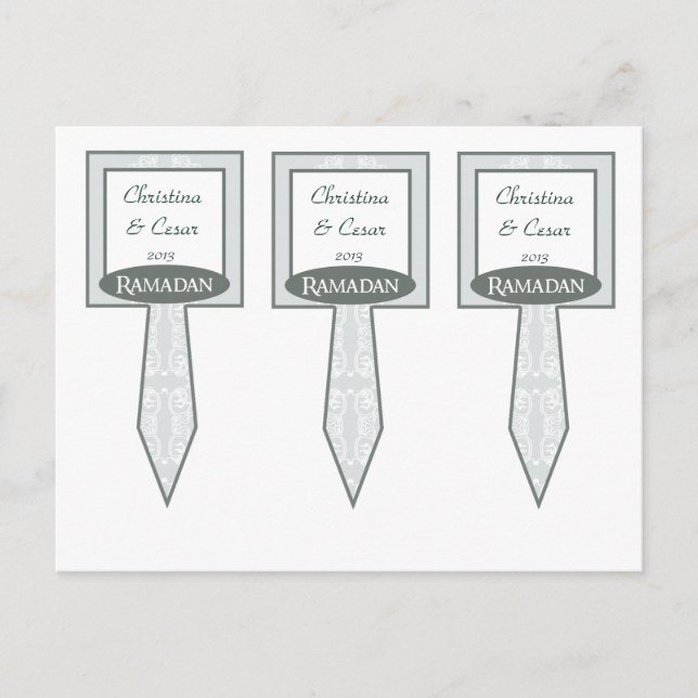 3 Cup Cake Pick Soft Blue Islamic Ramadan Bluish M Postcard (Front)