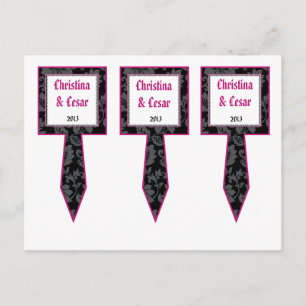 3 Cup Cake Picks Black Floral Hot Pink Stripe Postcard
