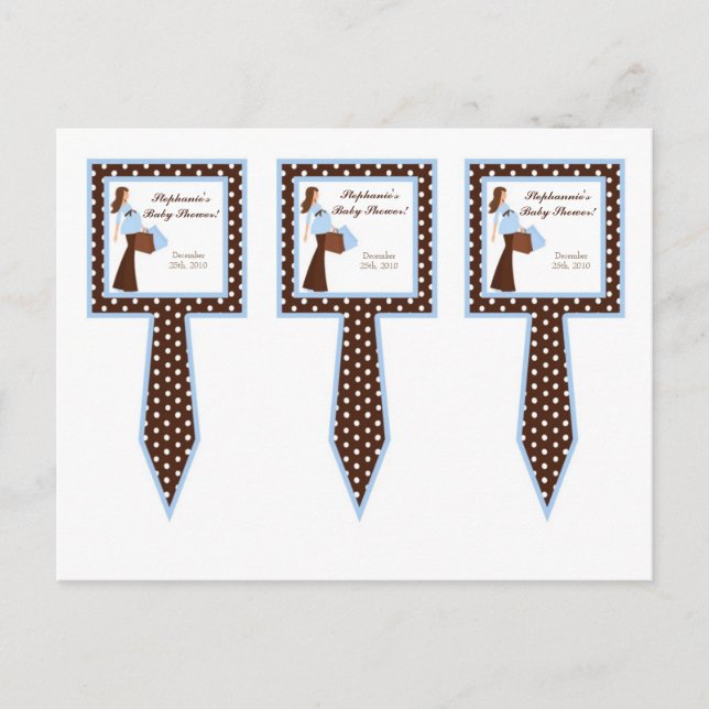 3 Cup Cake Picks Blue Mod Mum Polka Dots Invitation Postcard (Front)